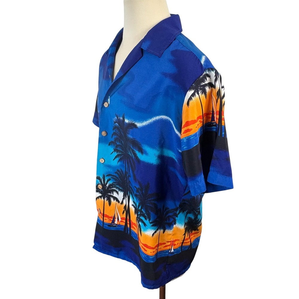 Kennington LTD California Mens XL Aloha Hawaiian Tropical Palm‎ Trees Sunset - Picture 2 of 4